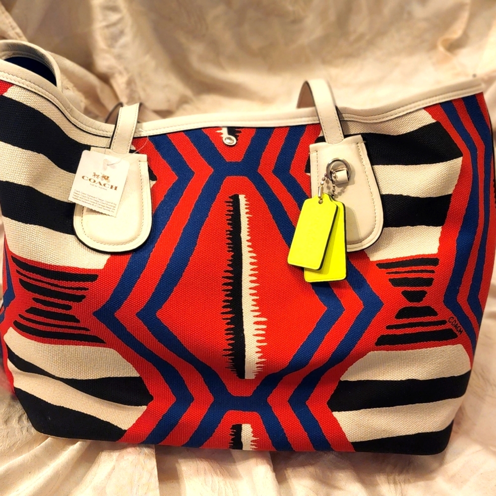 Coach Taxi Tote in Fire Dance Printed Canvas